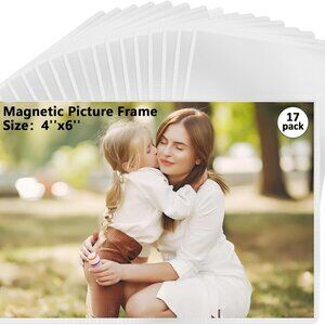 Sloworld Magnetic Picture Frames,17 Pack Holds 4 x 6 Inches Photos Pictures,Whit